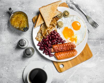 English breakfast. A variety of snacks with aromatic coffee . English breakfast. A variety of snacks with aromatic coffee .