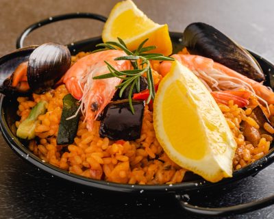 Traditional Spanish paella with seafood Traditional Spanish paella with seafood